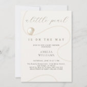 アイボリーエレガントパールスクリプト赤ちゃんシャワー 招待状 (正面)