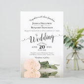 アイボリーエレガントピーチバラバジェット結婚式招待状 (スタンド正面)