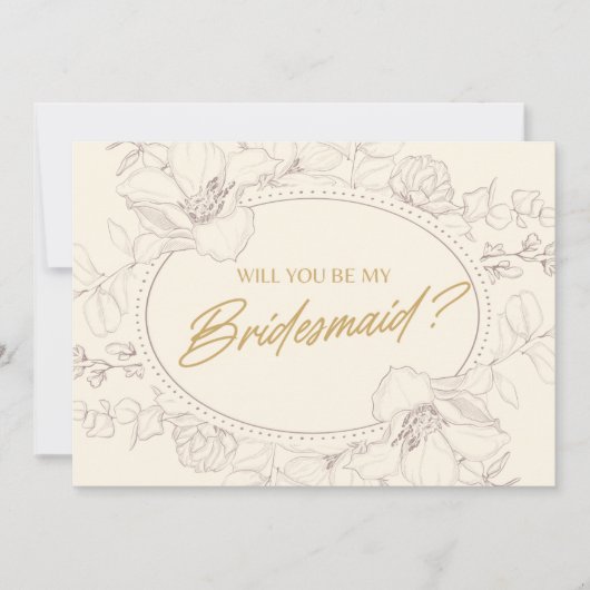 アイボリーエレガントフローラは私の花嫁になる 招待状 (正面)