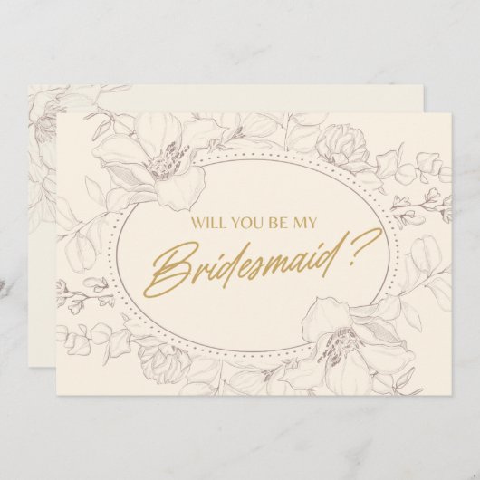 アイボリーエレガントフローラは私の花嫁になる 招待状 (正面/裏面)