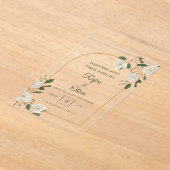 アイボリーエレガントフローラアーチウェディング招待 アクリル招待状 (レイダウン)