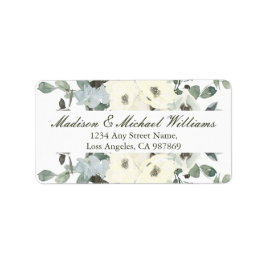 アイボリーエレガントフローラセージグリーン差出人住所 ラベル