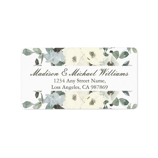 アイボリーエレガントフローラセージグリーン差出人住所 ラベル (正面)