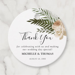 アイボリーエレガントフローラブーケ結婚式の引き出物ラベル フェイバータグ