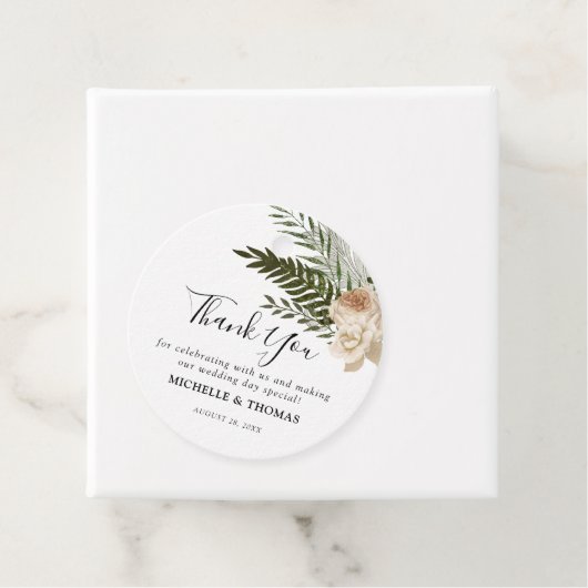 アイボリーエレガントフローラブーケ結婚式の引き出物ラベル フェイバータグ (インサイチュ)