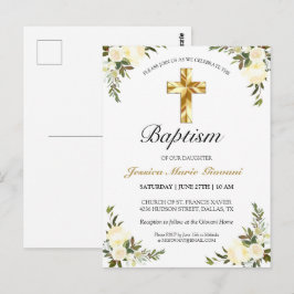 アイボリーエレガントフローラベビーバプティスポストカード ポストカード