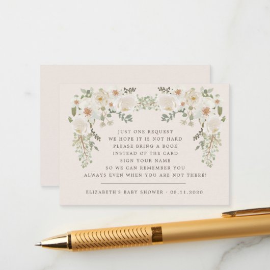 アイボリーエレガントフローラ赤ちゃんシャワーエンクロージャカード エンクロージャーカード (正面/裏面インサイチュ)