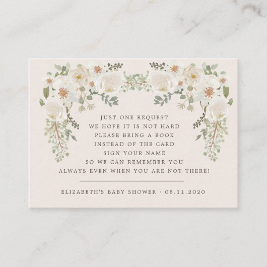 アイボリーエレガントフローラ赤ちゃんシャワーエンクロージャカード エンクロージャーカード (正面)