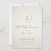 アイボリーエレガントベージュファースト聖餐式 招待状 (正面)