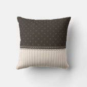 アイボリーエレガントベージュブラウン水玉模様カスタムデザイン クッション (裏面)
