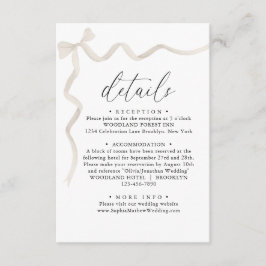 アイボリーエレガントベージュボウモノグラム結婚ズ詳細 エンクロージャーカード