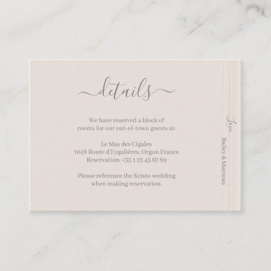 アイボリーエレガントホワイトウッドグレ結婚インズホテル詳細 エンクロージャーカード (正面)