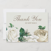アイボリーエレガントホワイトクリームバラ結婚ズサンキュー サンキューカード (正面)