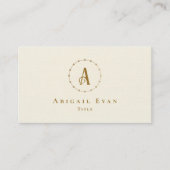 アイボリーエレガントホワイトグリッタークリーミー金ゴールドモノグラム 名刺 (正面)