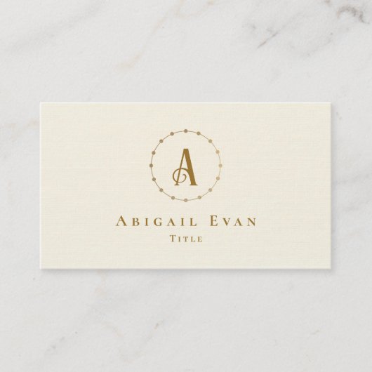 アイボリーエレガントホワイトグリッタークリーミー金ゴールドモノグラム 名刺 (正面)