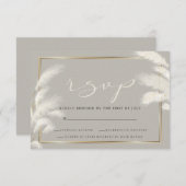 アイボリーエレガントホワイトパンパスグラスアリソン1 出欠カード (正面/裏面)