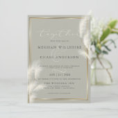 アイボリーエレガントホワイトパンパスグラスセ淡い色のージ 招待状 (スタンド正面)