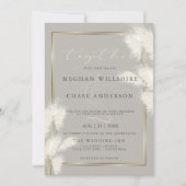 アイボリーエレガントホワイトパンパスグラス 招待状 (正面)