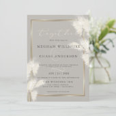 アイボリーエレガントホワイトパンパスグラス 招待状 (スタンド正面)