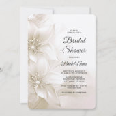 アイボリーエレガントホワイトフラワーズブライダルシャワー 招待状 (正面)