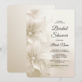アイボリーエレガントホワイトフラワーズブライダルシャワー 招待状