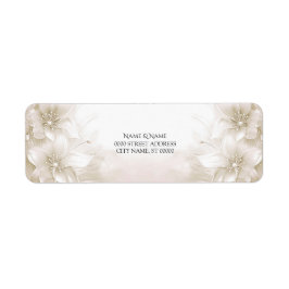 アイボリーエレガントホワイトフラワーズ差出人住所ラベル ラベル