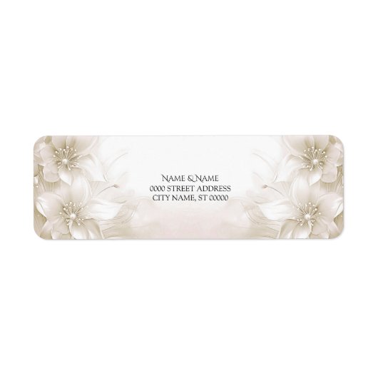 アイボリーエレガントホワイトフラワーズ差出人住所ラベル ラベル (正面)