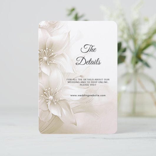 アイボリーエレガントホワイトフラワー詳細エンクロージャカード エンクロージャーカード (スタンド正面)