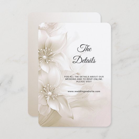 アイボリーエレガントホワイトフラワー詳細エンクロージャカード エンクロージャーカード (正面/裏面)