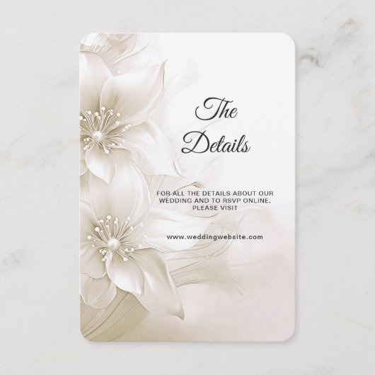 アイボリーエレガントホワイトフラワー詳細エンクロージャカード エンクロージャーカード (正面)