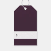 アイボリーエレガントホワイトプラムパープルフローラ価格ラベル ギフトタグ (裏面)