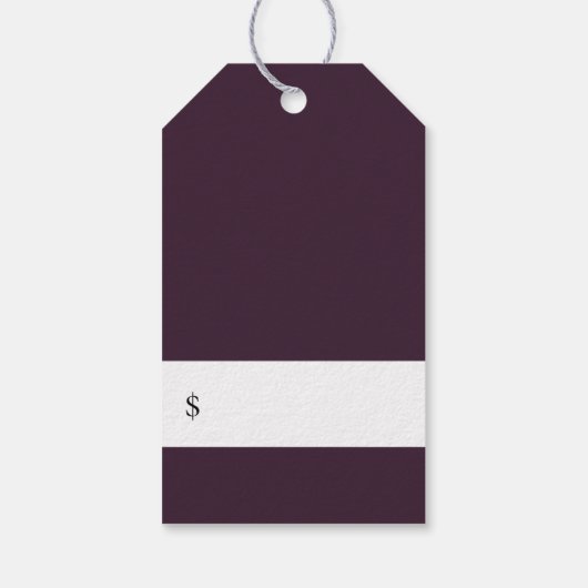 アイボリーエレガントホワイトプラムパープルフローラ価格ラベル ギフトタグ (裏面)