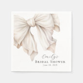 アイボリーエレガントホワイトボウオンピンクブライダルシャワー スタンダードカクテルナプキン (正面)