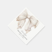 アイボリーエレガントホワイトボウオンピンクブライダルシャワー スタンダードカクテルナプキン (角)