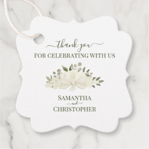 アイボリーエレガントホワイトボホバラズ結婚サンキュー フェイバータグ