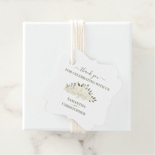 アイボリーエレガントホワイトボホバラズ結婚サンキュー フェイバータグ (インサイチュ)