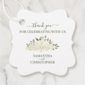 アイボリーエレガントホワイトボホバラズ結婚サンキュー フェイバータグ (正面)