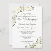 アイボリーエレガントホワイトボホフローラフォーマル結婚ズ 招待状 (正面)