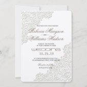 アイボリーエレガントホワイトレースコーナー結婚式招待状 招待状 (正面)