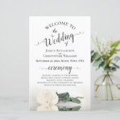 アイボリーエレガントホワイトローズバジェット結婚式 プログラム (スタンド正面)