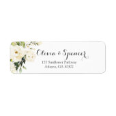 アイボリーエレガントホワイトローズフローラ差出人住所 ラベル (正面)