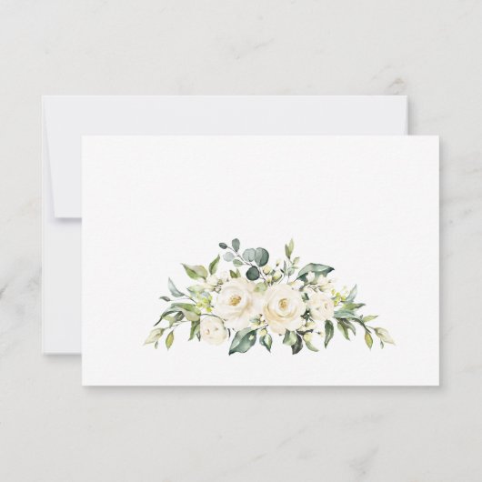 アイボリーエレガントホワイトローズユーカリプタス結婚ズ 出欠カード (裏面)