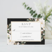 アイボリーエレガントマグノリアコットンフローラ結婚ズ 出欠カード (スタンド正面)