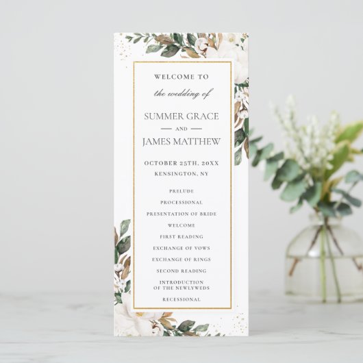 アイボリーエレガントマグノリアフローラグ結婚レナリー プログラム (スタンド正面)