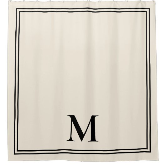 アイボリーエレガントモノグラム シャワーカーテン (正面)