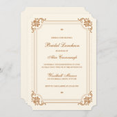 アイボリーエレガントヴィンテージブライダルルンチョン 招待状 (正面/裏面)