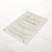 アイボリーエレガント散乱星新年パーティー 箔招待状 (回転した状態)