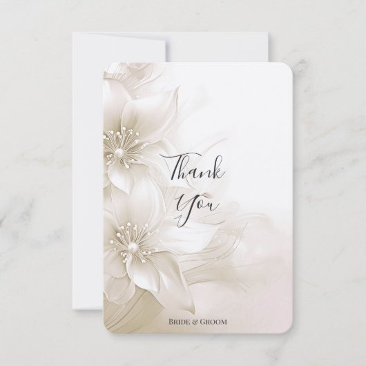 アイボリーエレガント白い花サンキューカード サンキューカード (正面)