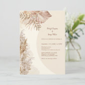 アイボリーエレガント素朴なホホパンパスグラス結婚ズ 招待状 (スタンド正面)