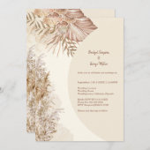 アイボリーエレガント素朴なホホパンパスグラス結婚ズ 招待状 (正面/裏面)